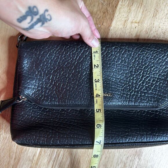 Bruno Magli Black Pebbled Leather Chain Purse Small Clasp Quality Old Money - Picture 13 of 13